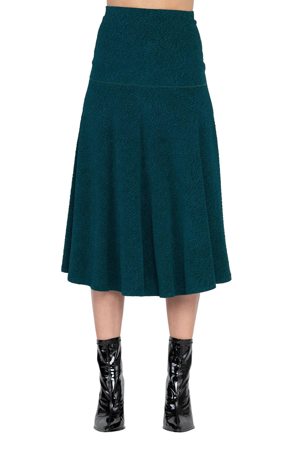2 Panel Double Wide Waist Band Boot Length Flair Skirt