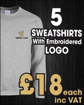 5 x Sweatshirts with Embroidered LOGO