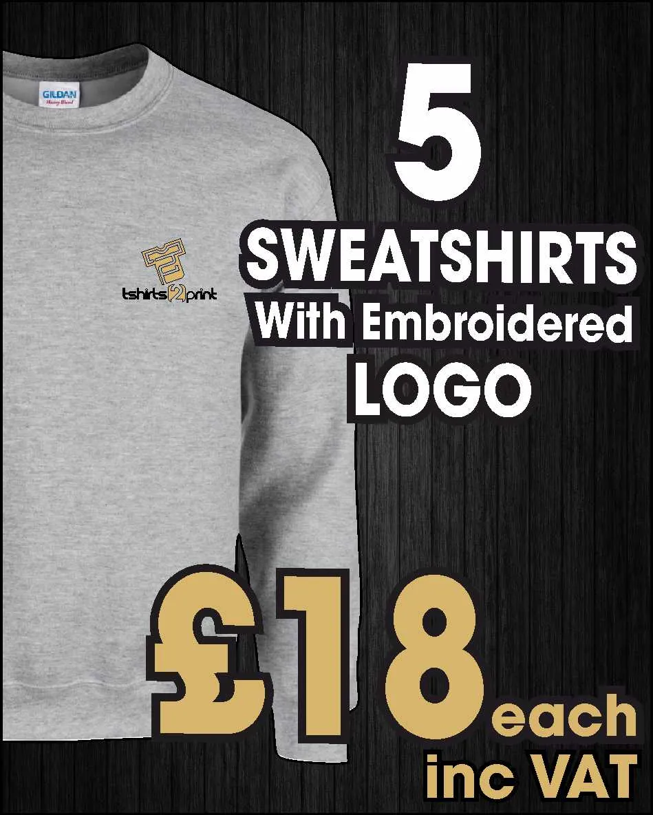 5 x Sweatshirts with Embroidered LOGO