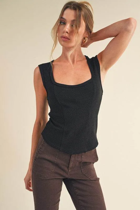 Aemi   Co Exposed Seam Ribbed Wide Strap Tank