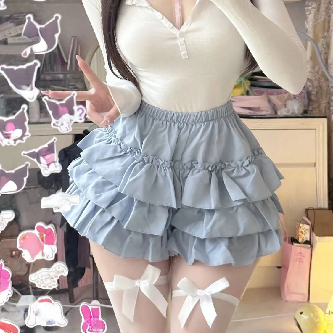 Aiertu Summer 2000s Kawaii Sweet Cake Skirts Casual Sweet High Waist Y2k Mini Skirts Women Japanese Style Fashion Slim Shorts Hot Gilrs