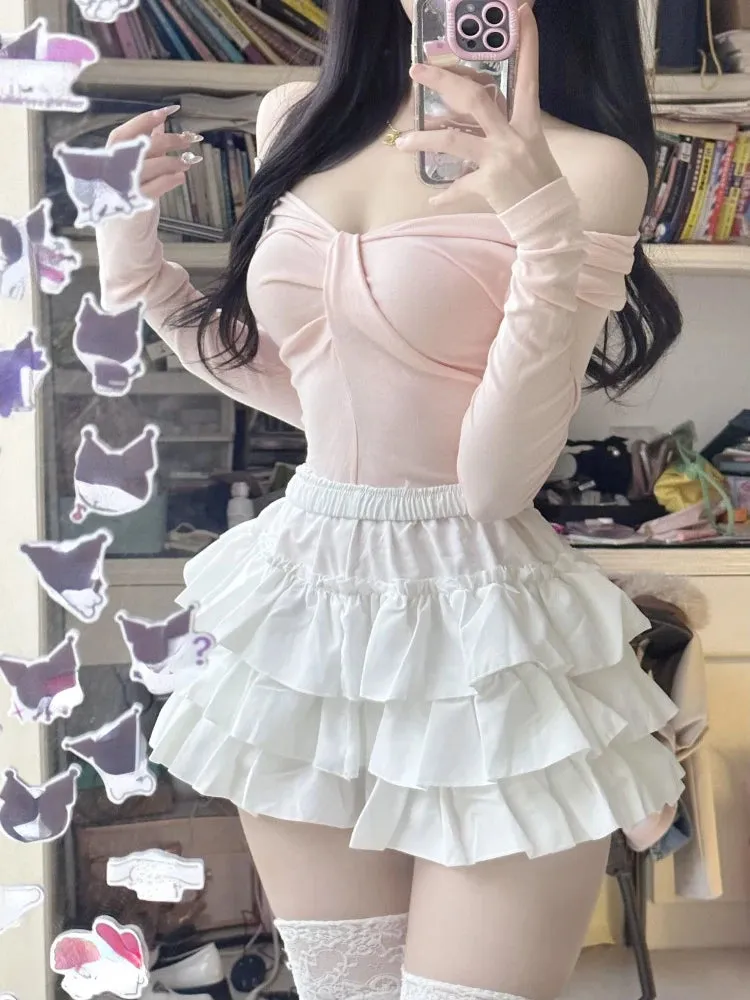 Aiertu Summer 2000s Kawaii Sweet Cake Skirts Casual Sweet High Waist Y2k Mini Skirts Women Japanese Style Fashion Slim Shorts Hot Gilrs