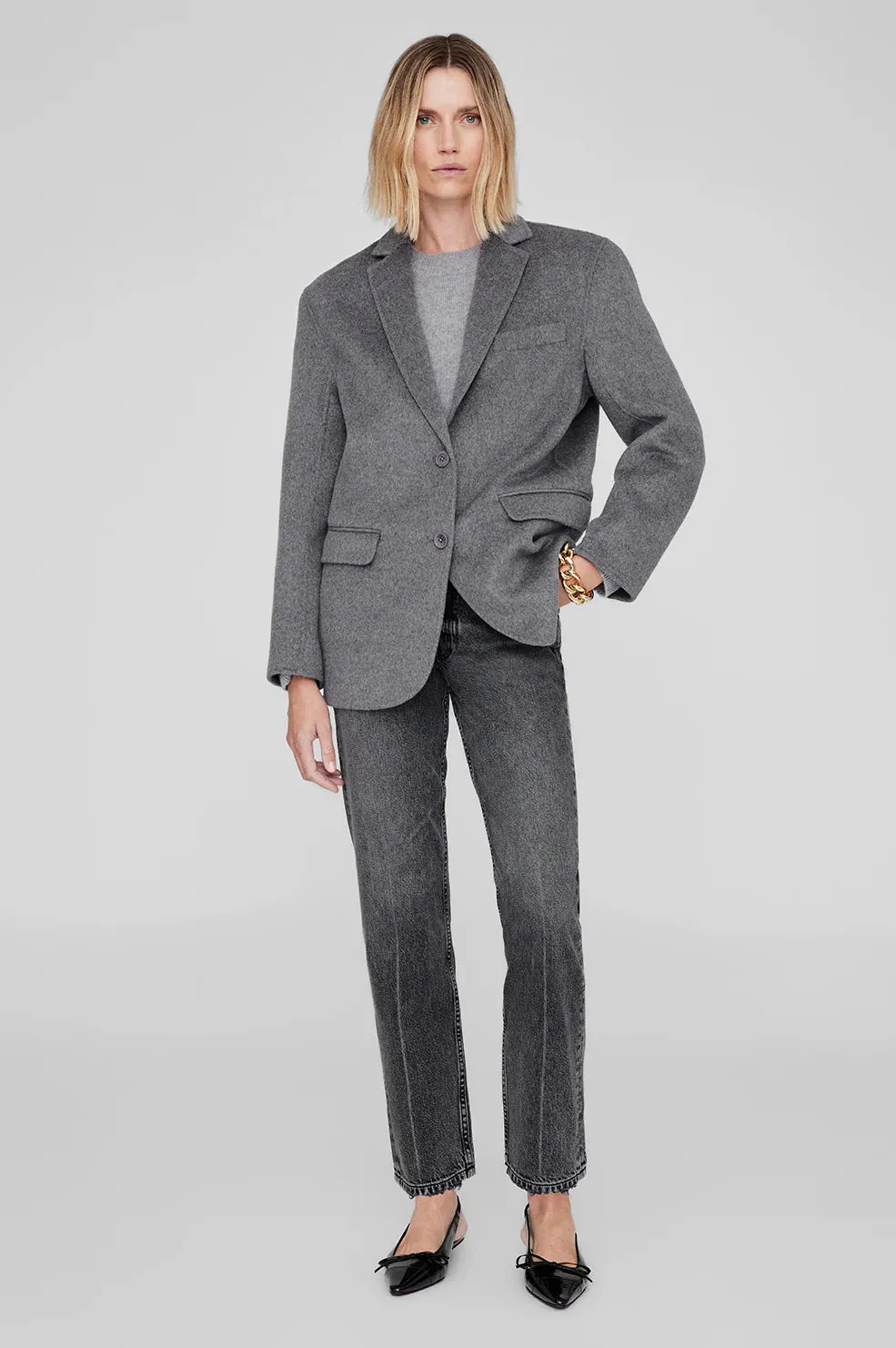 Anine Bing Quinn Blazer in Heather Grey