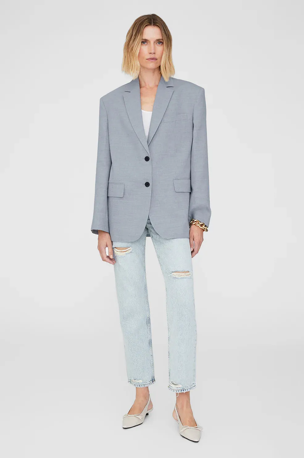 Anine Bing  Quinn Blazer in Steel Blue