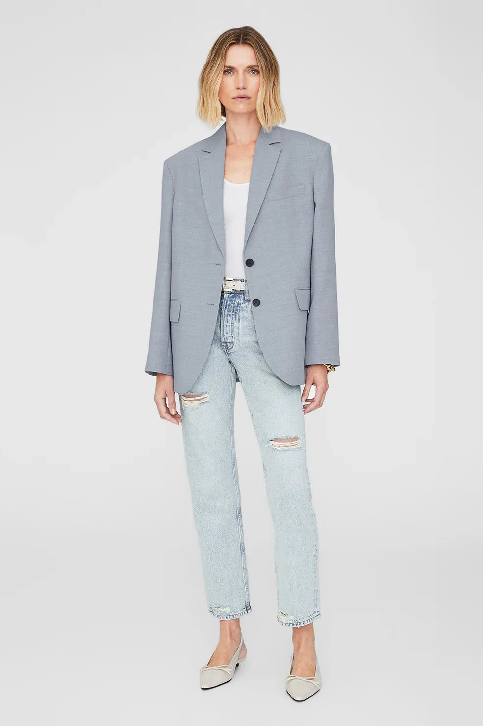 Anine Bing  Quinn Blazer in Steel Blue