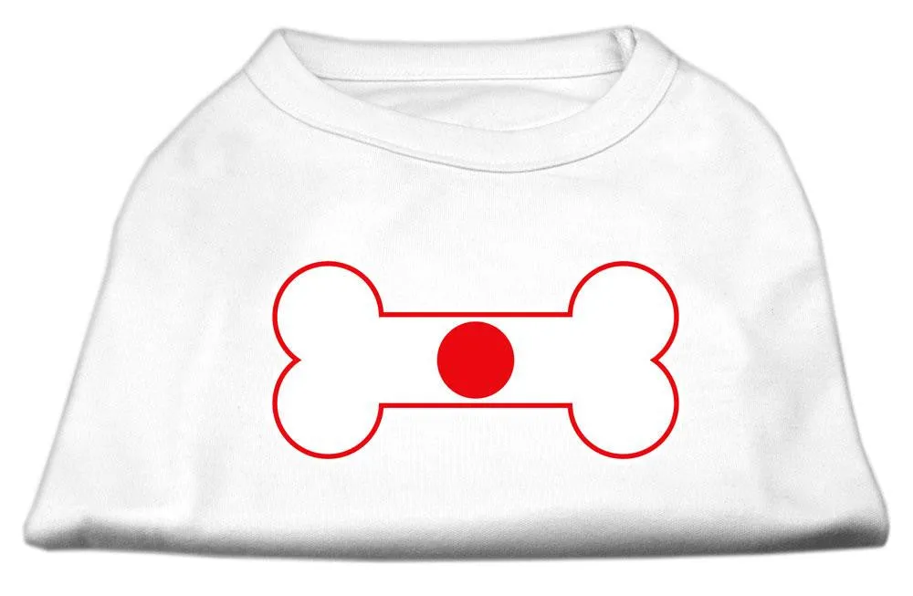 Bone Shaped Japan Flag Screen Print Shirts White XXL (18)