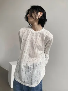 Bonsir -  Hollow Personalized Design Korean Style Men's Casual Long-sleeved T-shirt New Solid Color Loose Top 2A1821