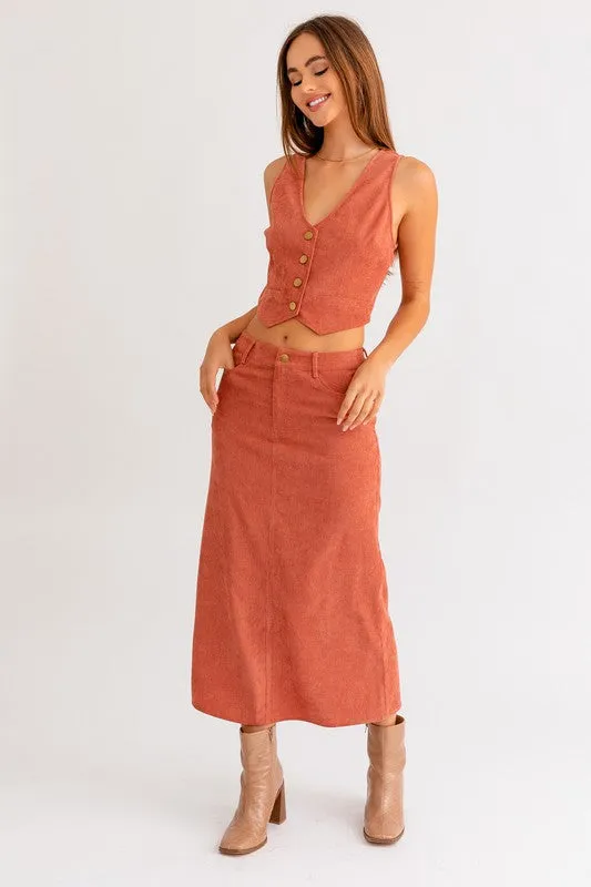 Chic Casual Stylish Fashion Cord Maxi Skirt