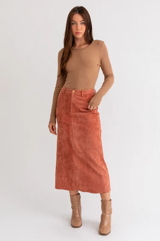 Chic Casual Stylish Fashion Cord Maxi Skirt