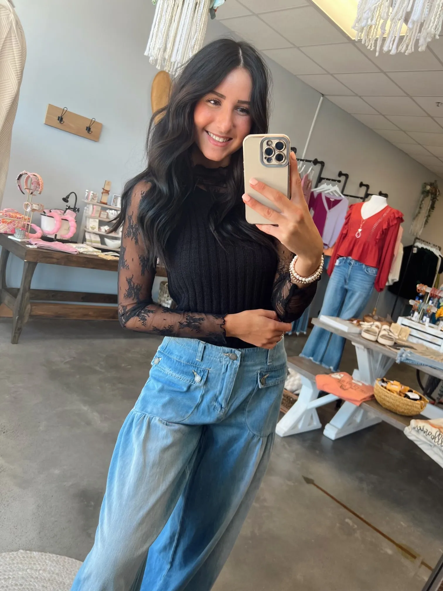 Floral Lace Mesh Top (S-XL) (Multiple Colors) Cabernet color only on SALE for $10