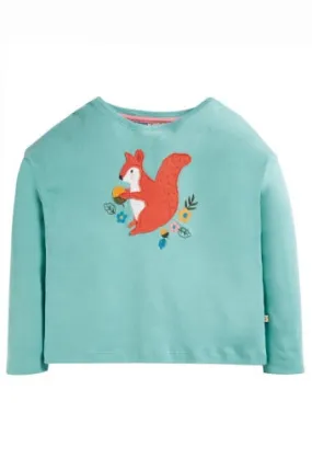 Frugi Bethany Applique Top - Moss/Squirrel