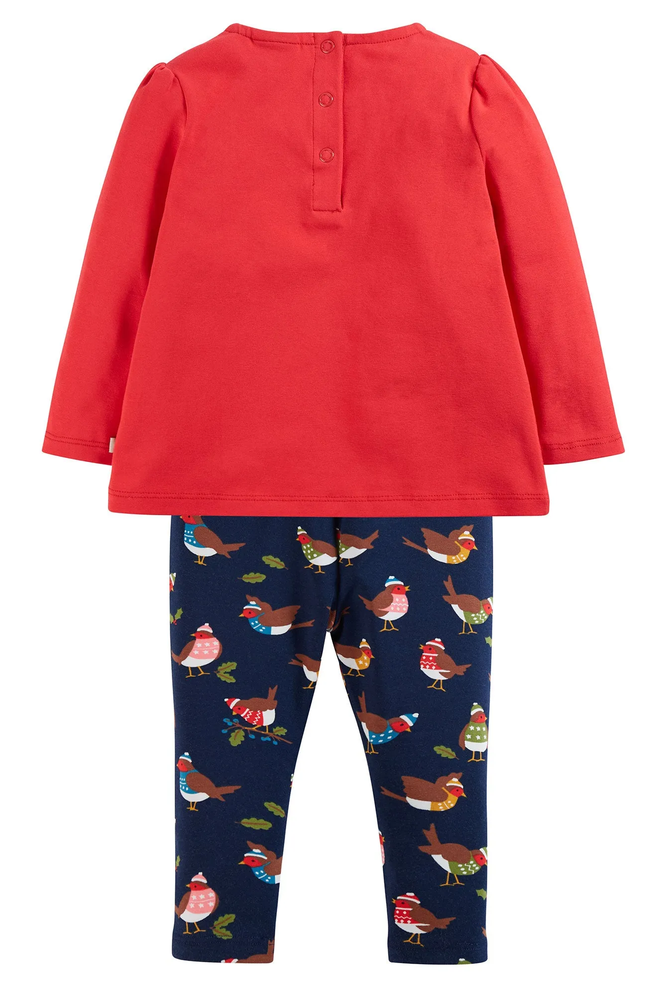 Frugi Ola Outfit - True Red/Indigo Robins