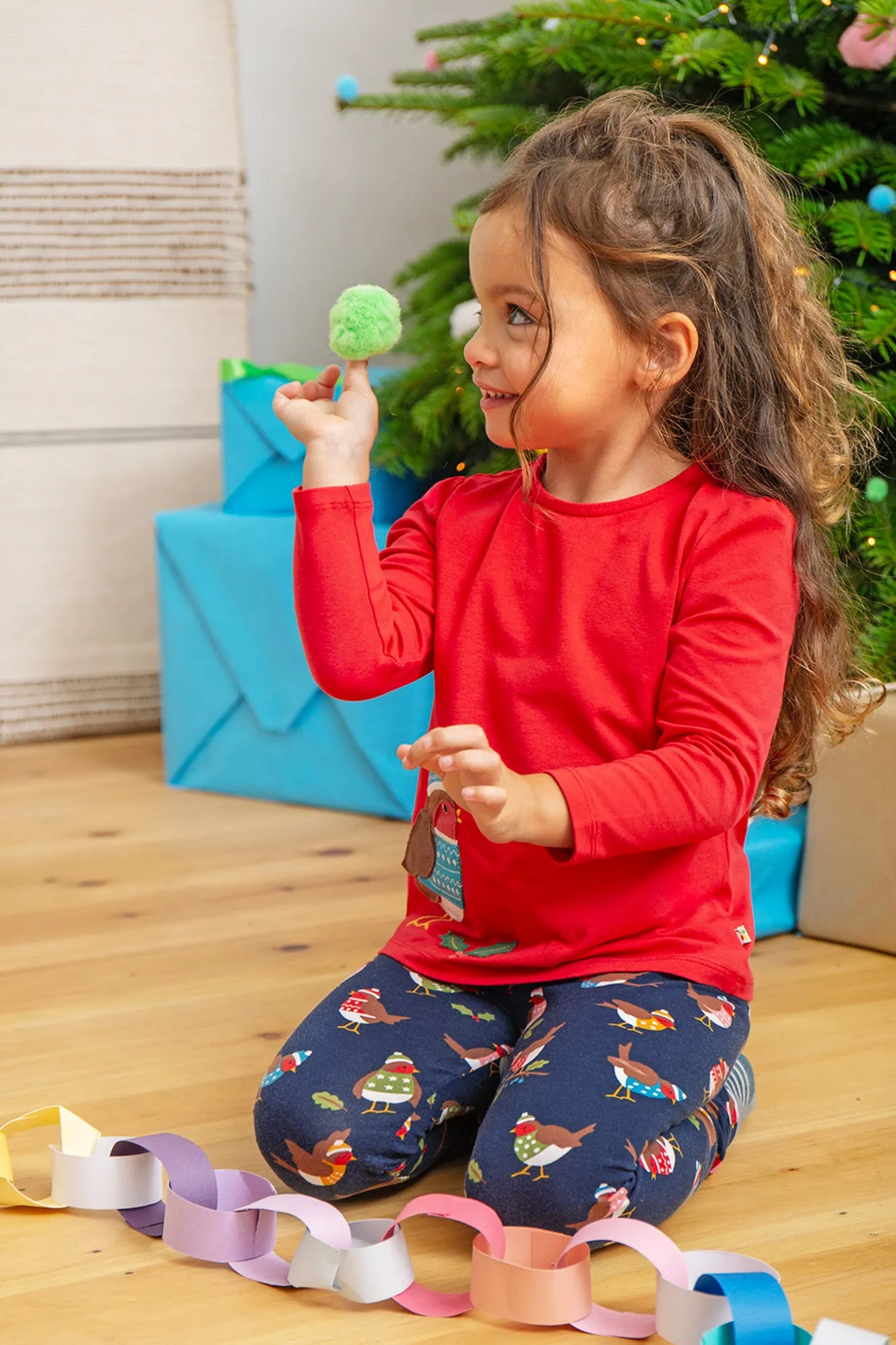 Frugi Ola Outfit - True Red/Indigo Robins