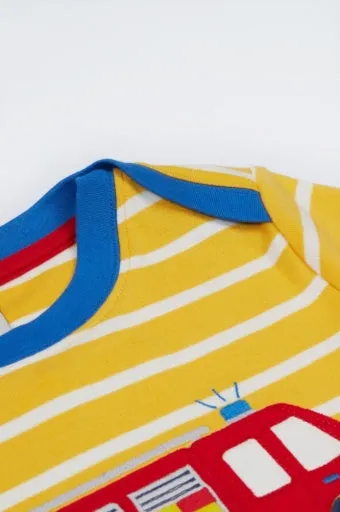 Frugi Orion Applique Top - Bumblebee Breton/Fire Engine