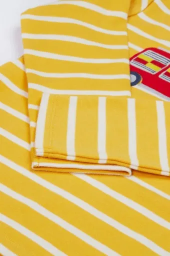 Frugi Orion Applique Top - Bumblebee Breton/Fire Engine