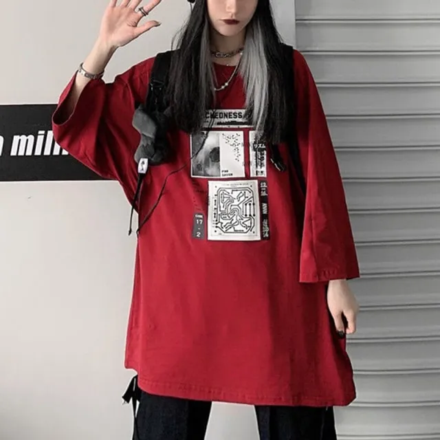 Graphics Print Round Collar Loose T-shirt