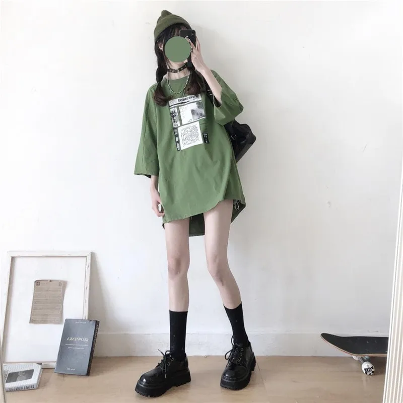 Graphics Print Round Collar Loose T-shirt