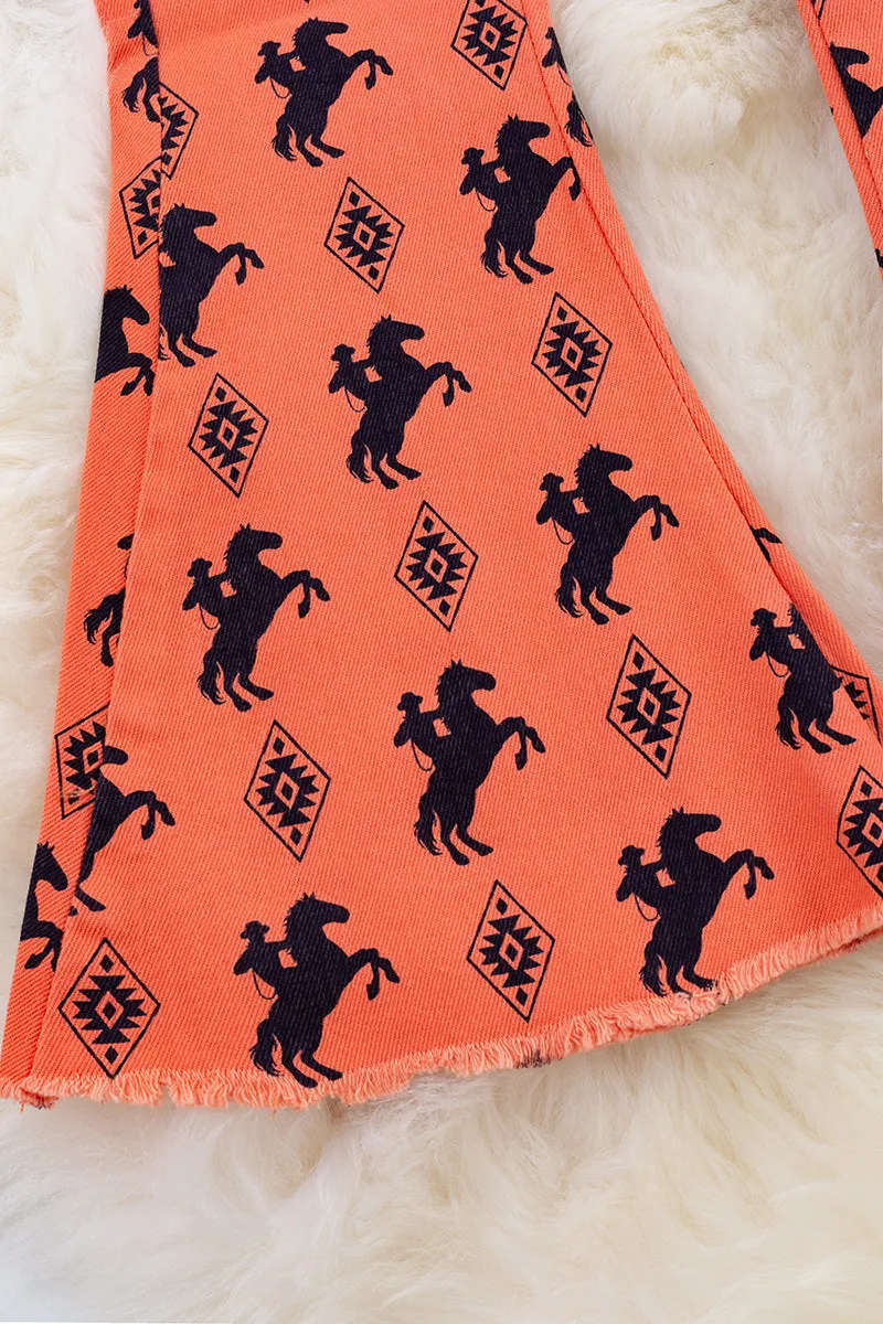 Horse rider & Aztec printed bootcut pants. PNG60153007-AMY