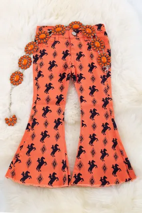 Horse rider & Aztec printed bootcut pants. PNG60153007-AMY