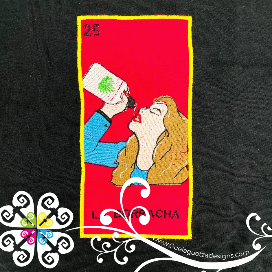 La Borracha Embroider Tee - Loteria Shirt