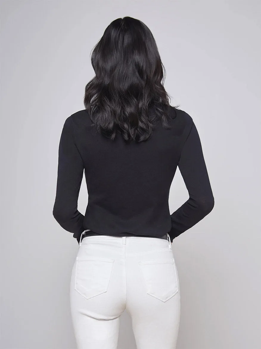 L'Agence Tess Long Sleeve Crew in Black