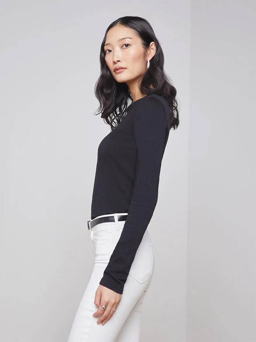 L'Agence Tess Long Sleeve Crew in Black