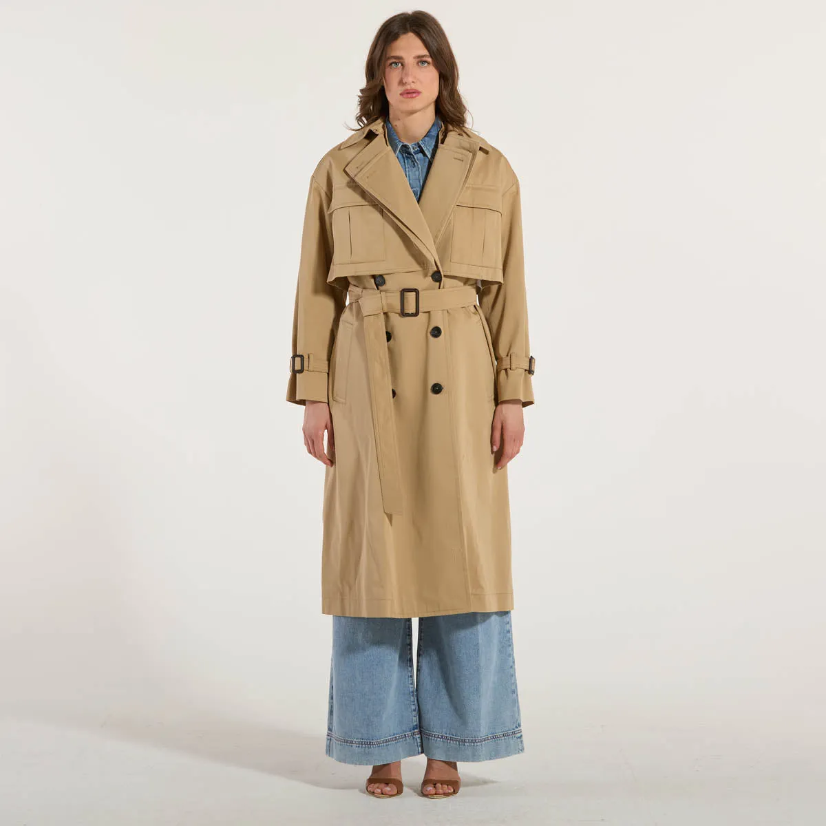 Maxmara trench in puro cotone beige