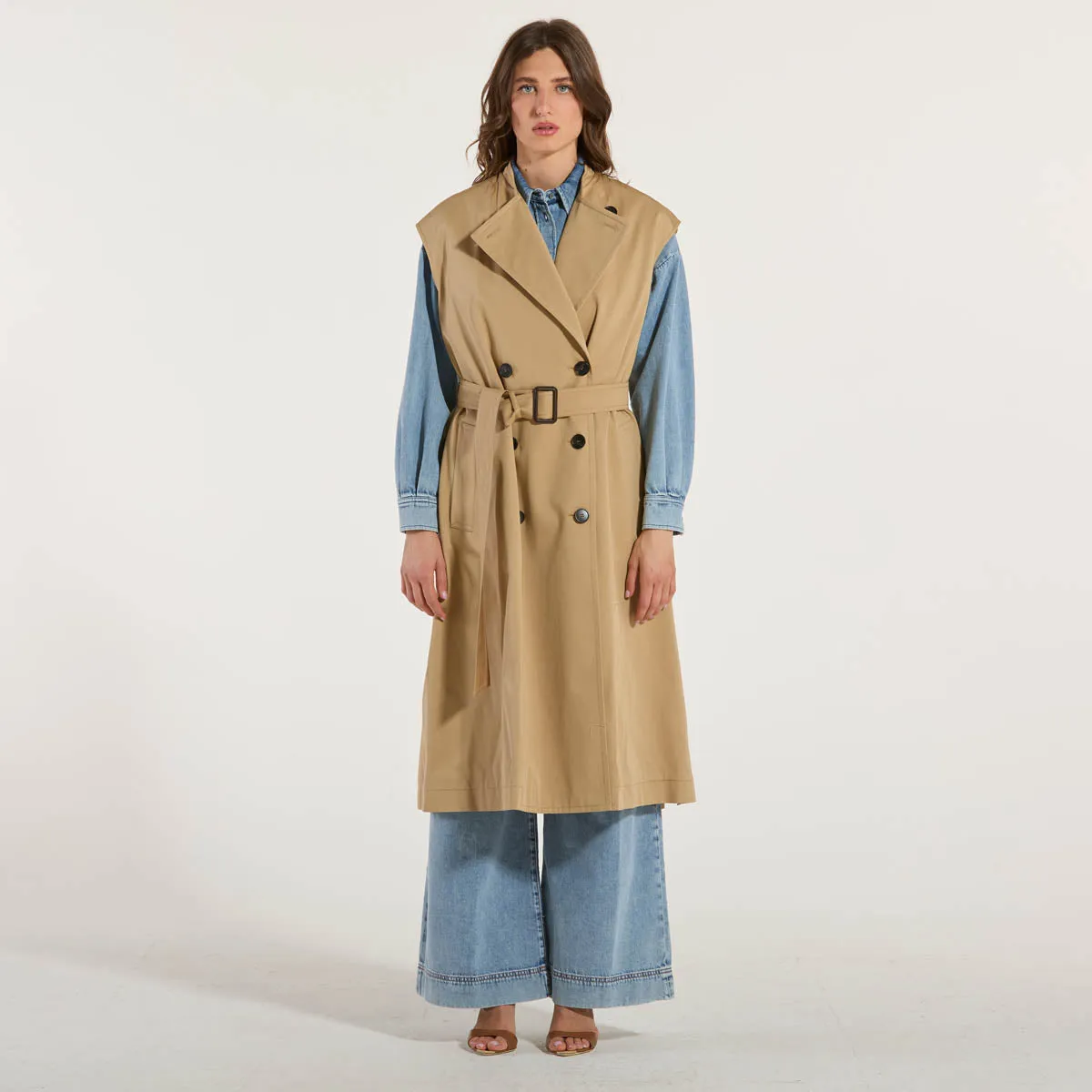 Maxmara trench in puro cotone beige