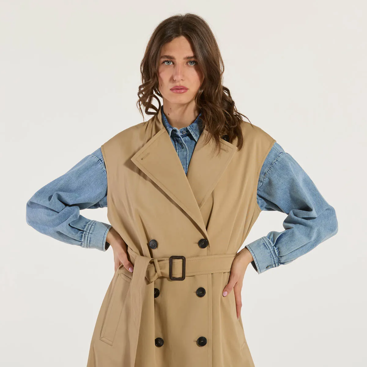 Maxmara trench in puro cotone beige
