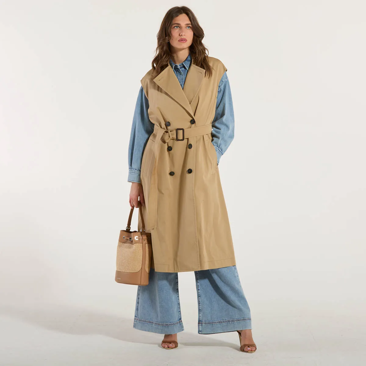 Maxmara trench in puro cotone beige