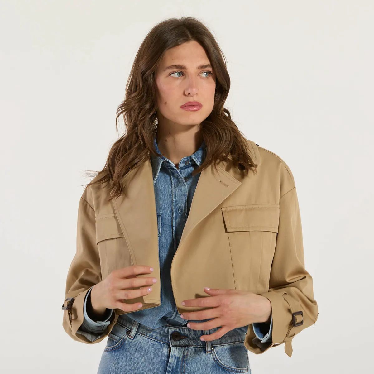 Maxmara trench in puro cotone beige