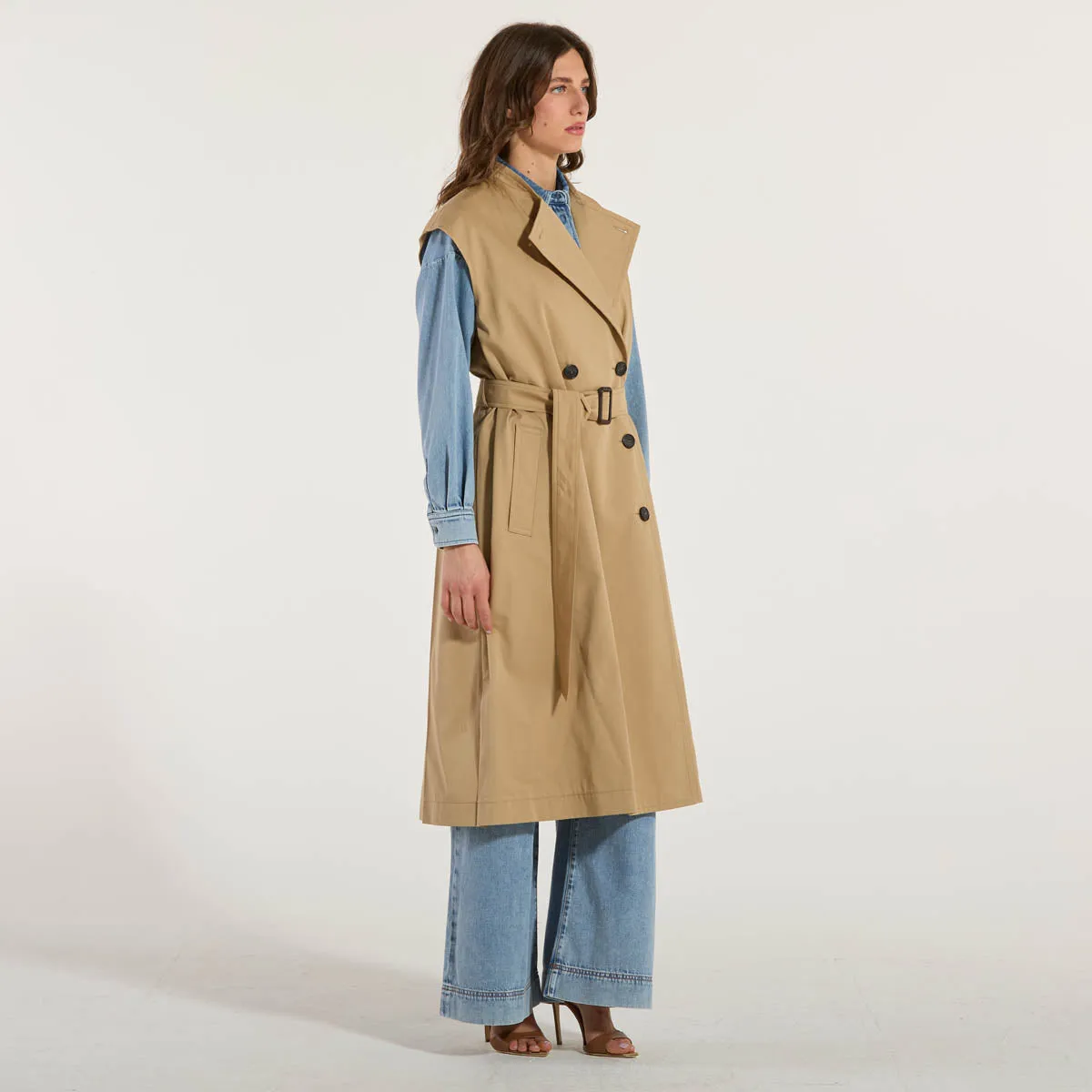 Maxmara trench in puro cotone beige