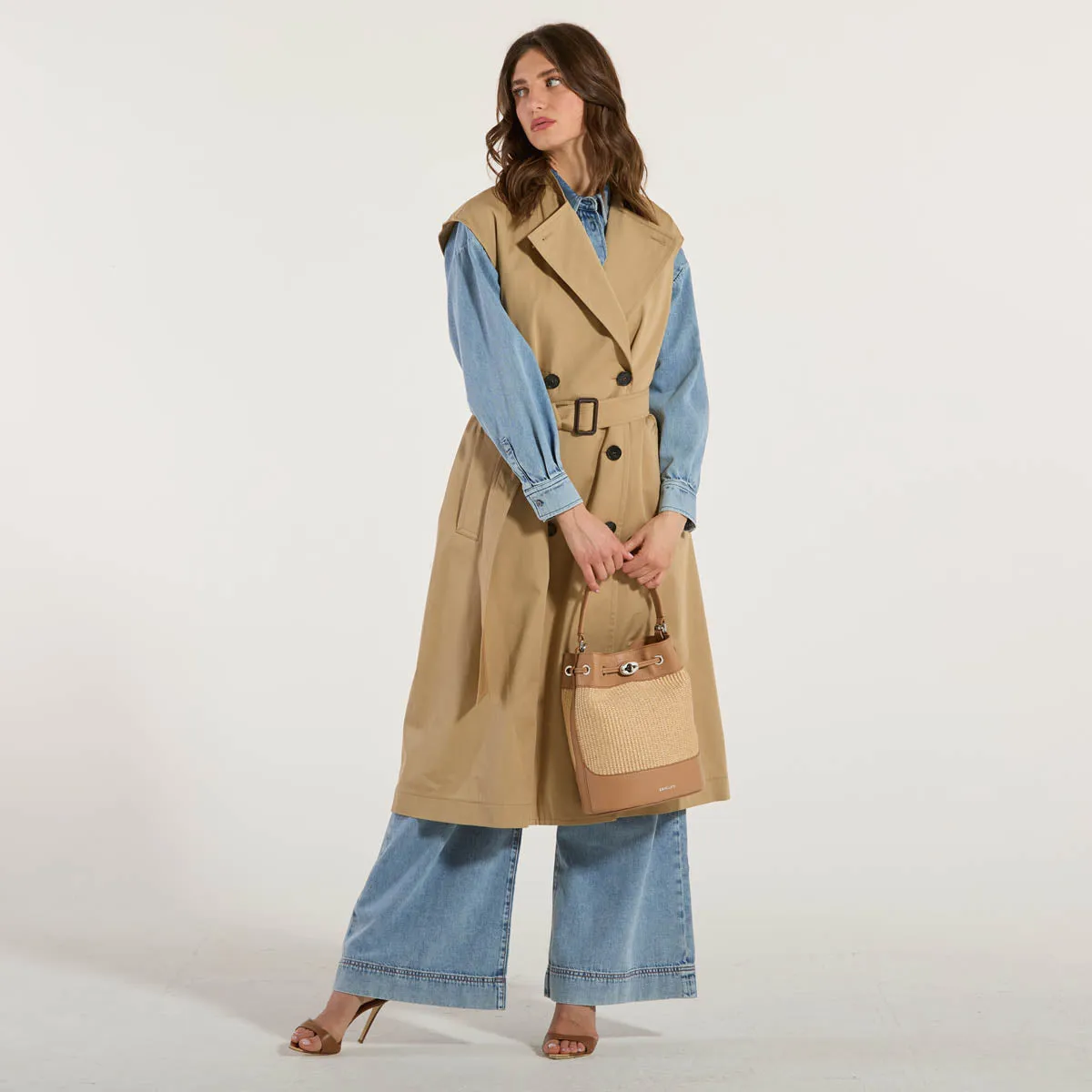 Maxmara trench in puro cotone beige