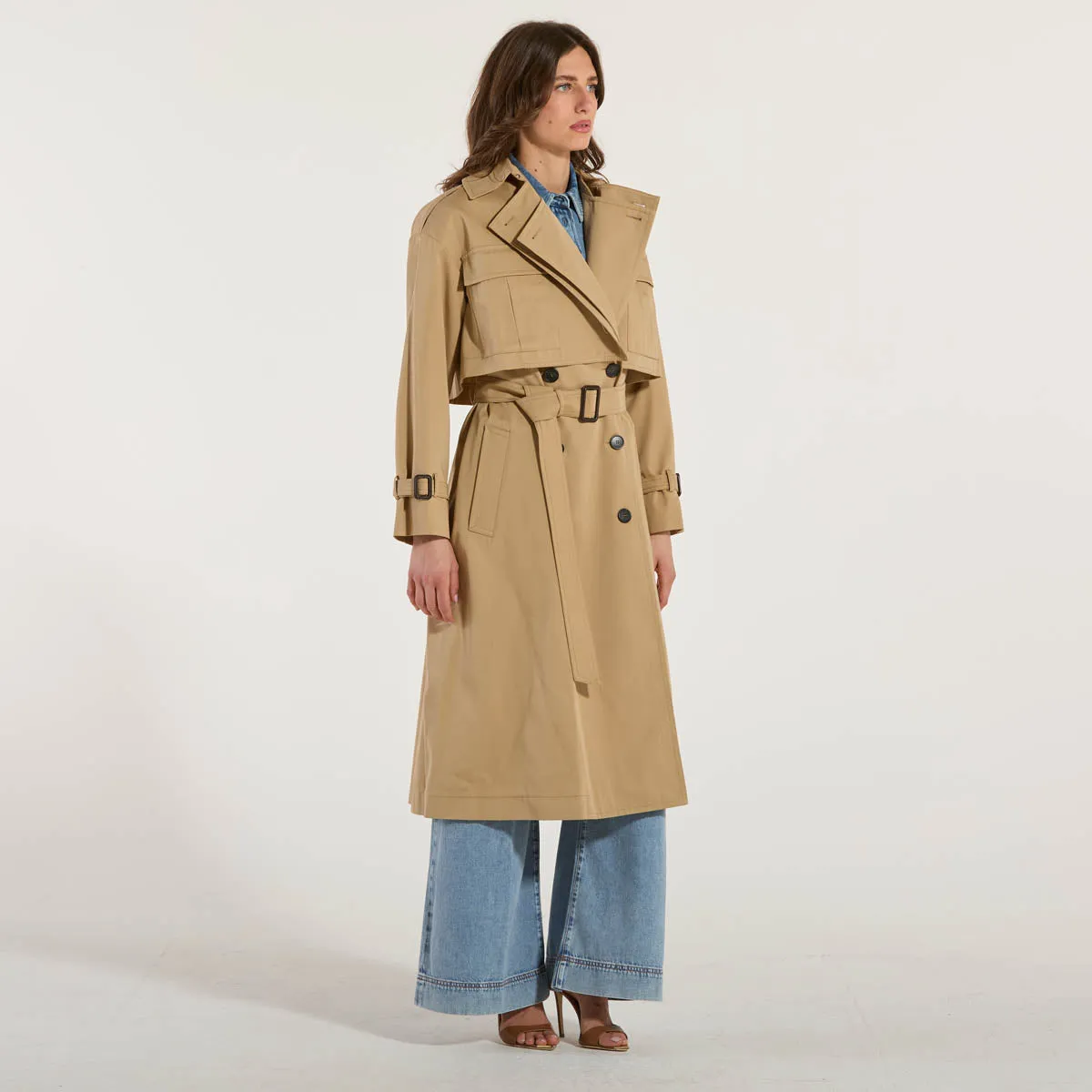Maxmara trench in puro cotone beige
