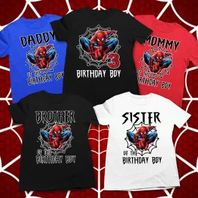 Personalized Spiderman Birthday Boy shirt, Matching Family birthday Shirts