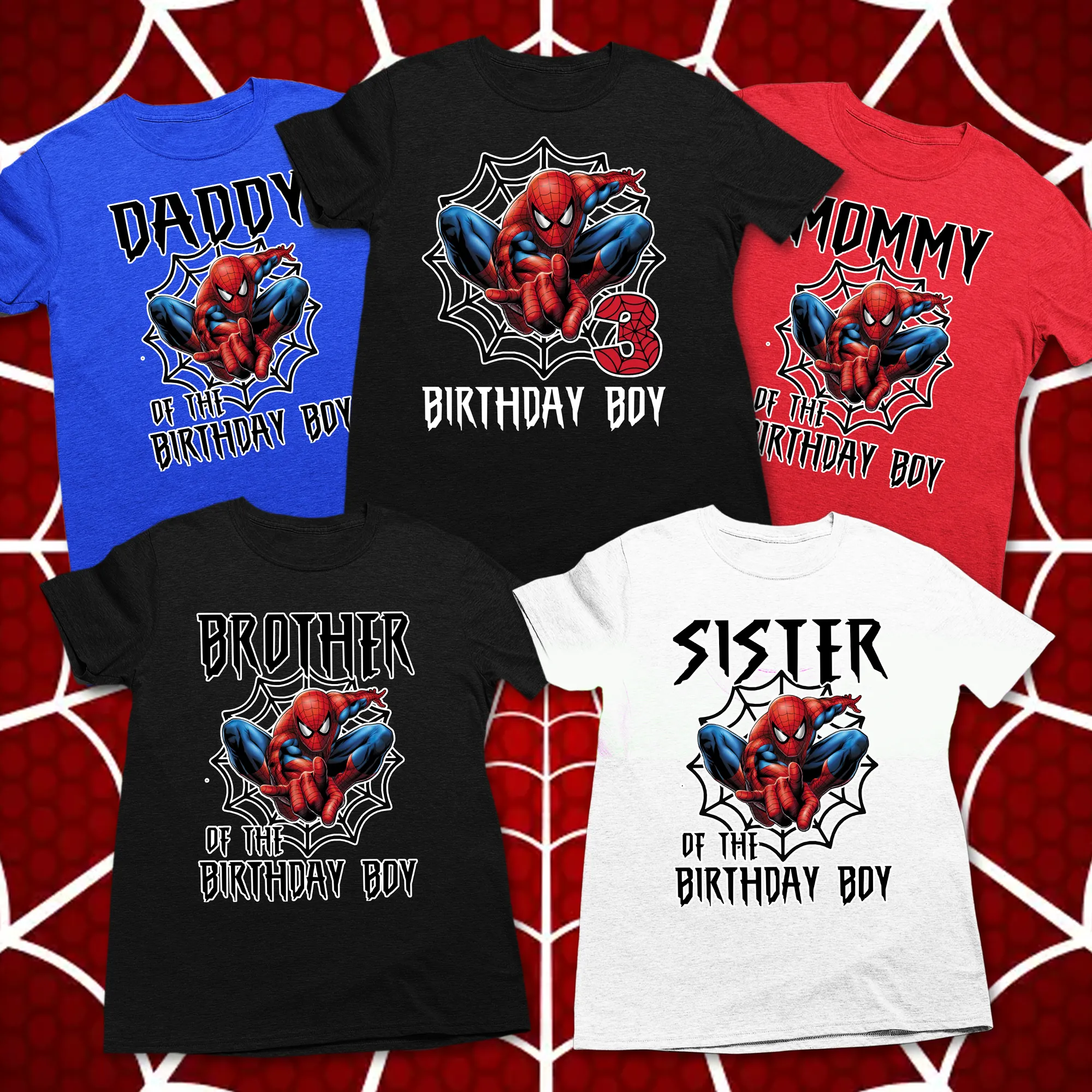 Personalized Spiderman Birthday Boy shirt, Matching Family birthday Shirts