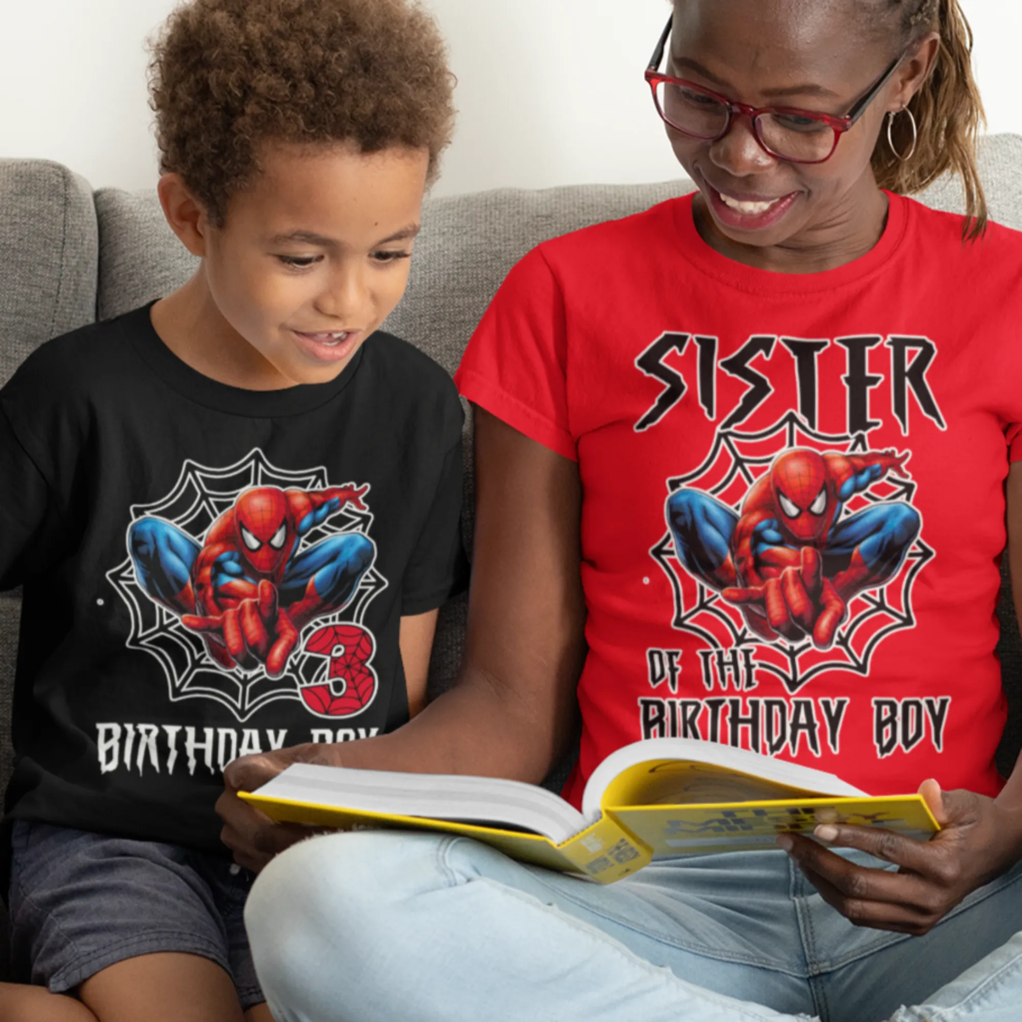 Personalized Spiderman Birthday Boy shirt, Matching Family birthday Shirts