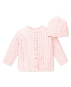 Pink Cable Sweater and Hat