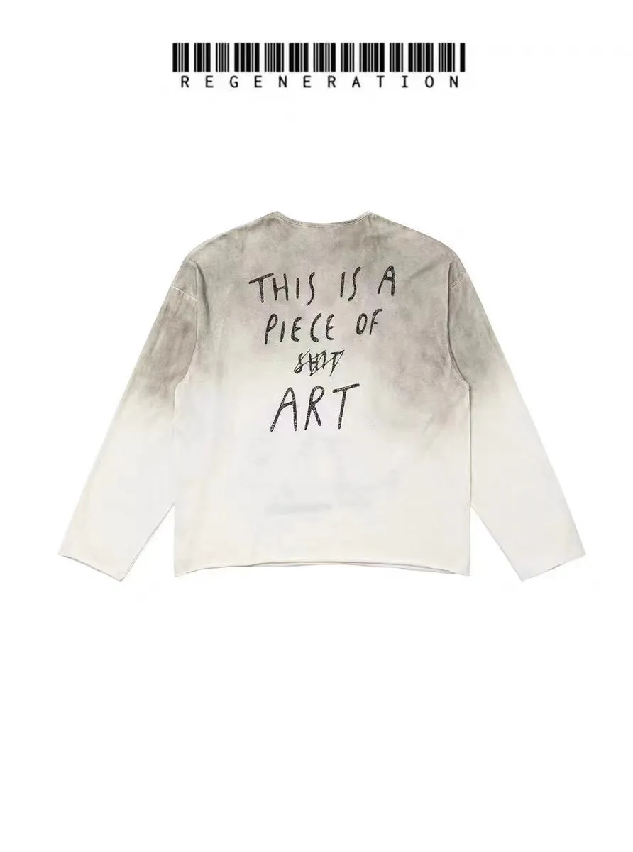 REGEN ZONE GUILLOTINE Heavy Distressed Dirty Dyed Long-sleeved T-shirt